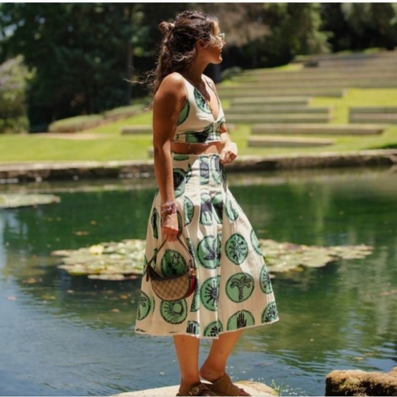 ZARA 2 PIECES MATCHING SET PRINTED CROP TOP AND PRINTED BOX PLEAT SKIRT - Picture 6 of 16